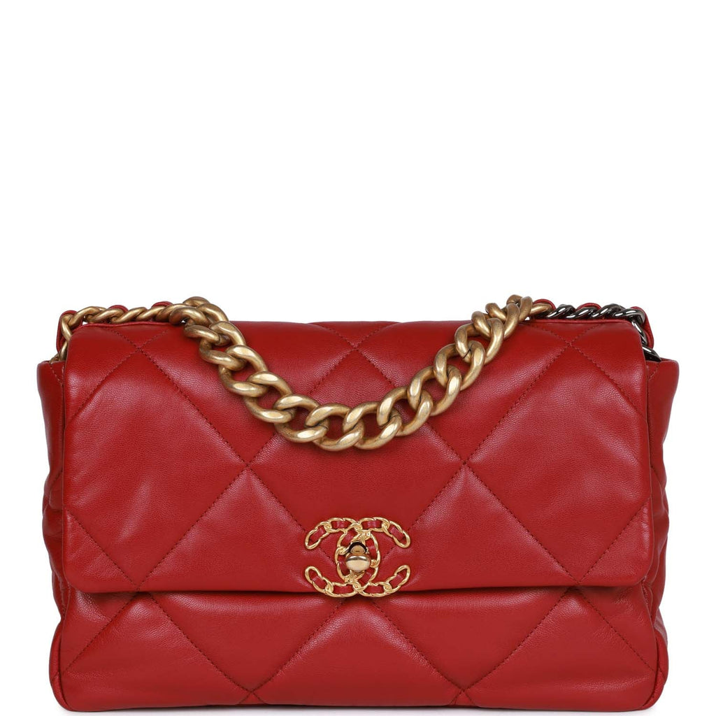 Chanel Medium 19 Flap Bag Red Calfskin Mixed Hardware