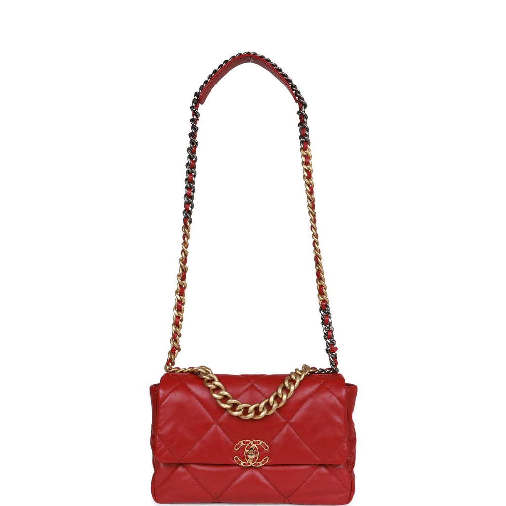 Chanel Medium 19 Flap Bag Red Calfskin Mixed Hardware