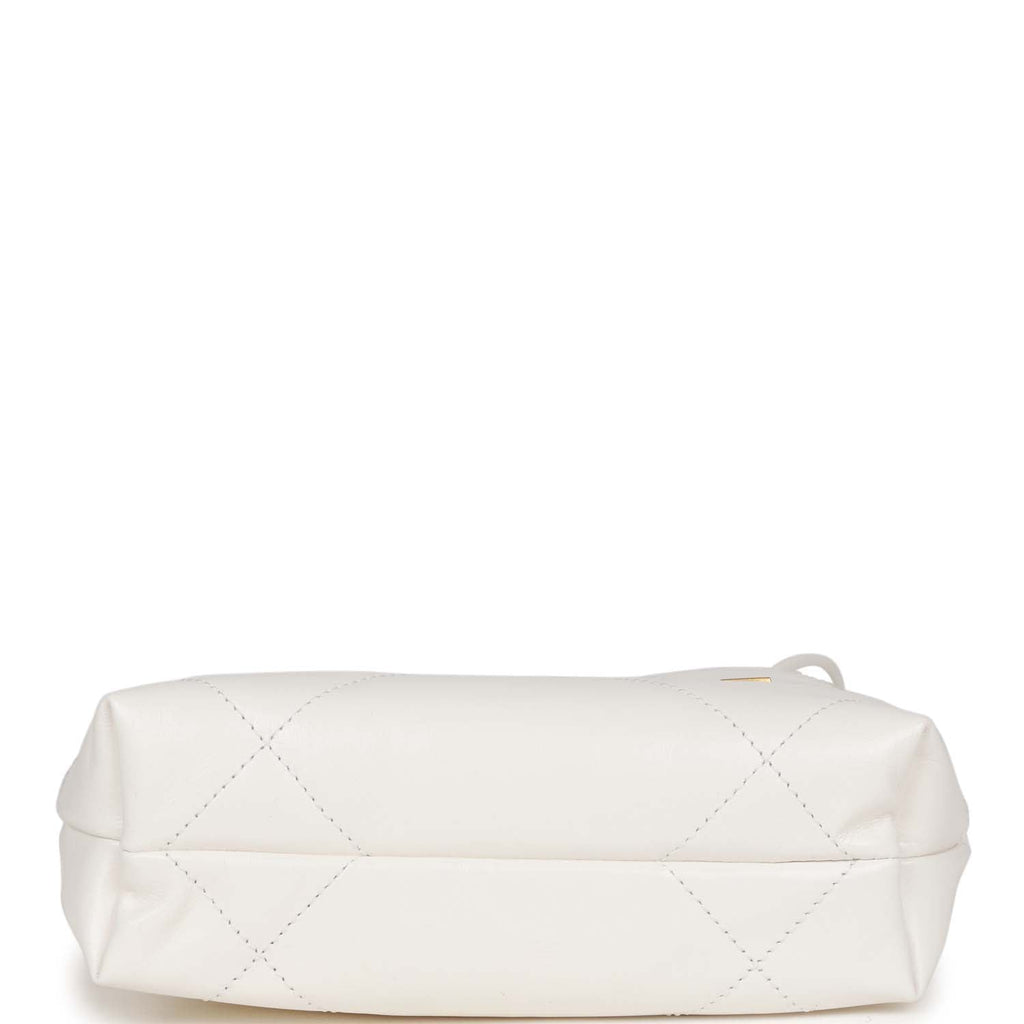Chanel Mini 22 Bag White Calfskin Antique Gold Hardware