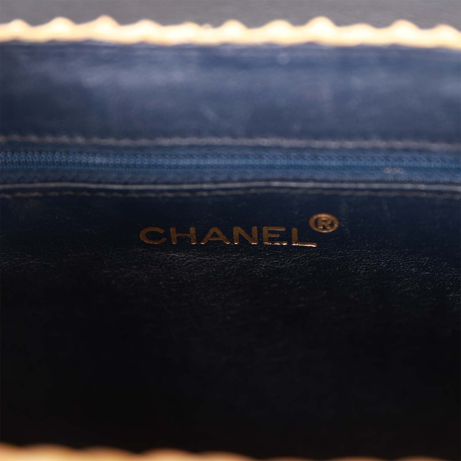 Chanel Vintage Basket Bag Denim and Rattan Wicker Gold Hardware
