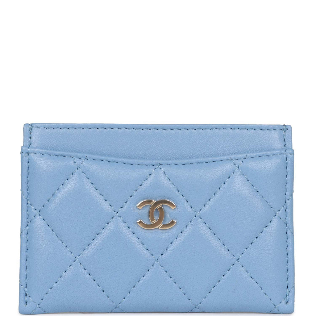 Chanel Flap  Holder Wallet Blue Lambskin Light Gold Hardware