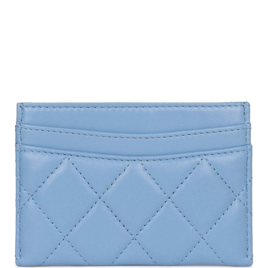 Chanel Flap  Holder Wallet Blue Lambskin Light Gold Hardware