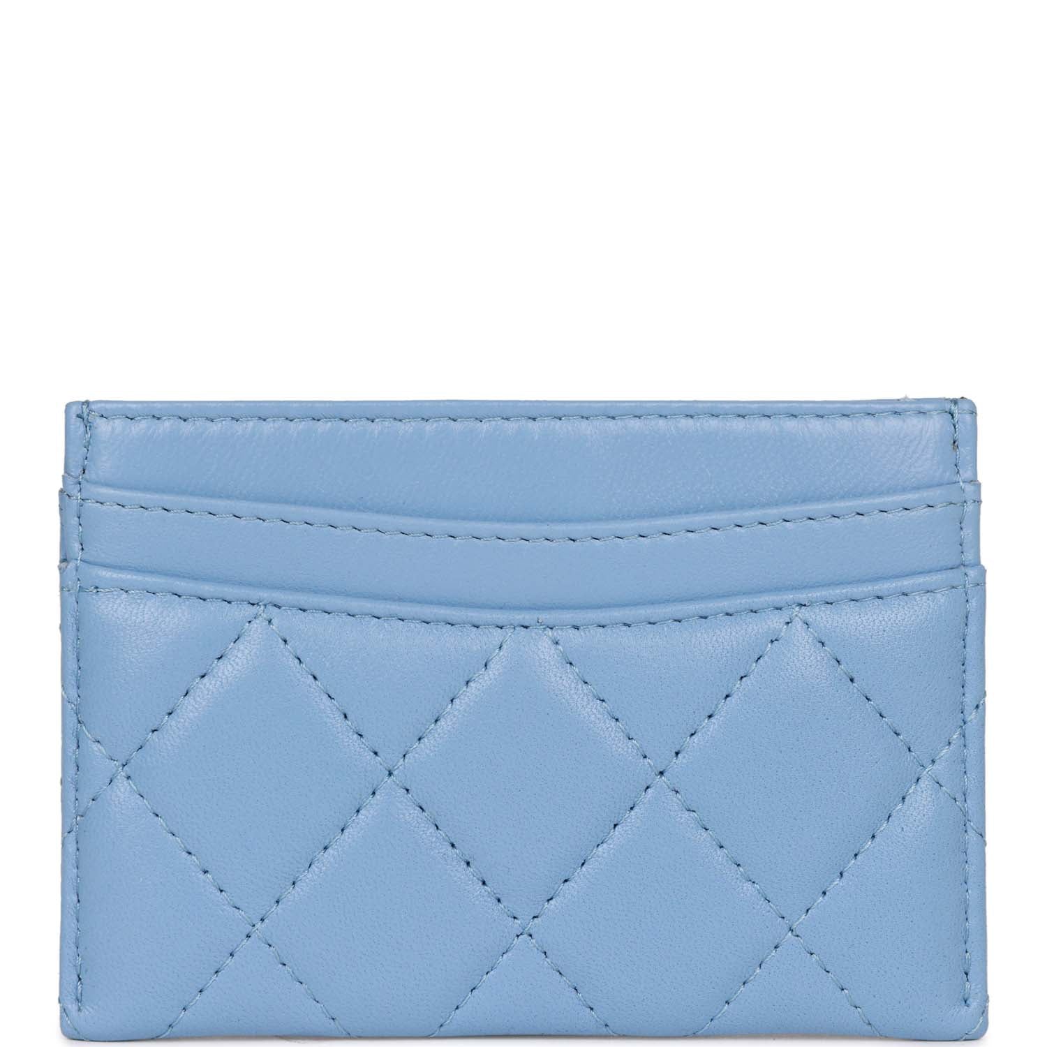 Chanel Flap  Holder Wallet Blue Lambskin Light Gold Hardware