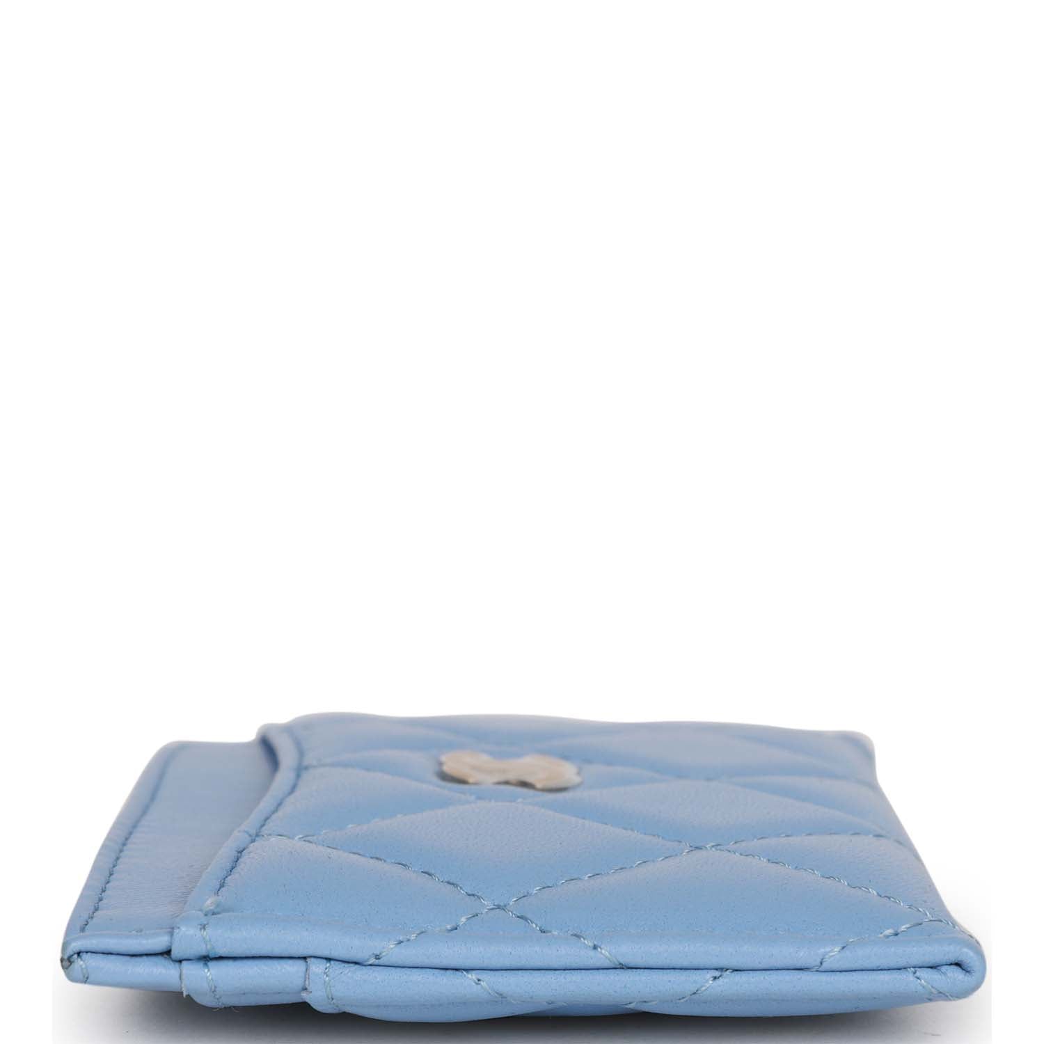 Chanel Flap  Holder Wallet Blue Lambskin Light Gold Hardware