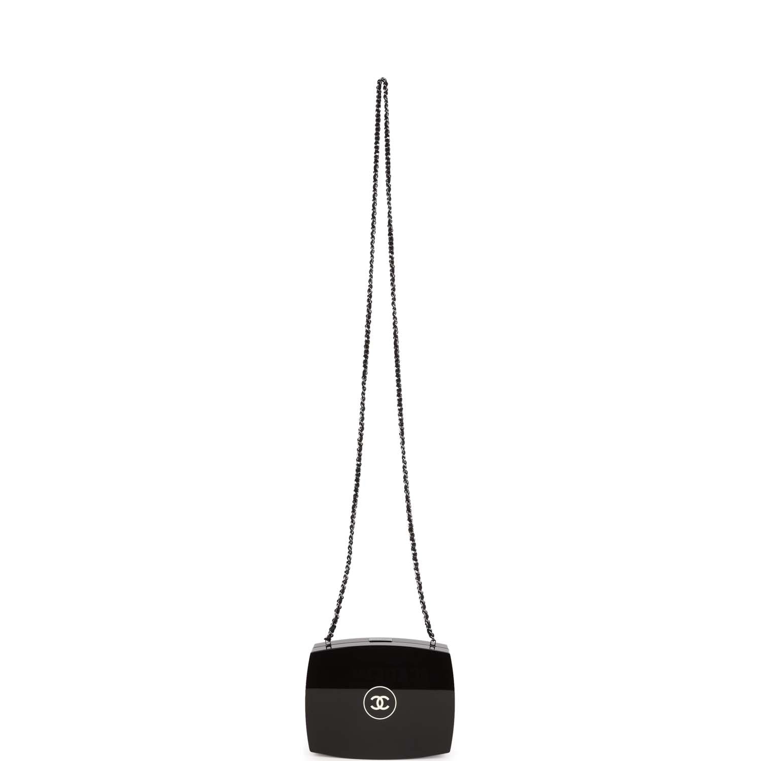 Chanel Minaudiere Compact Clutch Black Acrylic Silver Hardware