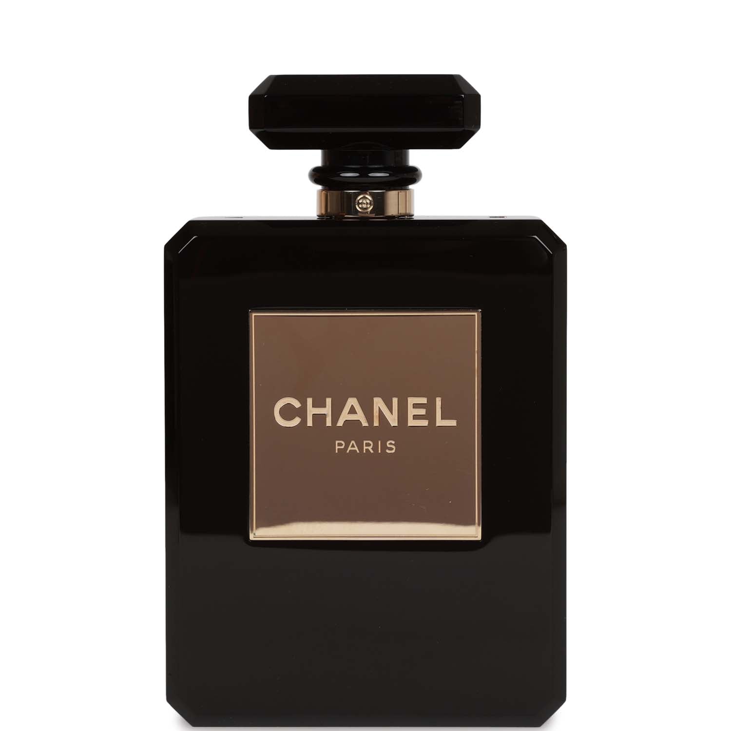 Chanel Minaudiere Perfume Clutch Black Acrylic Light Gold Hardware