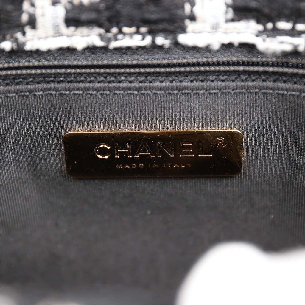 Chanel Medium 19 Flap Bag Black and White Tweed Mixed Hardware