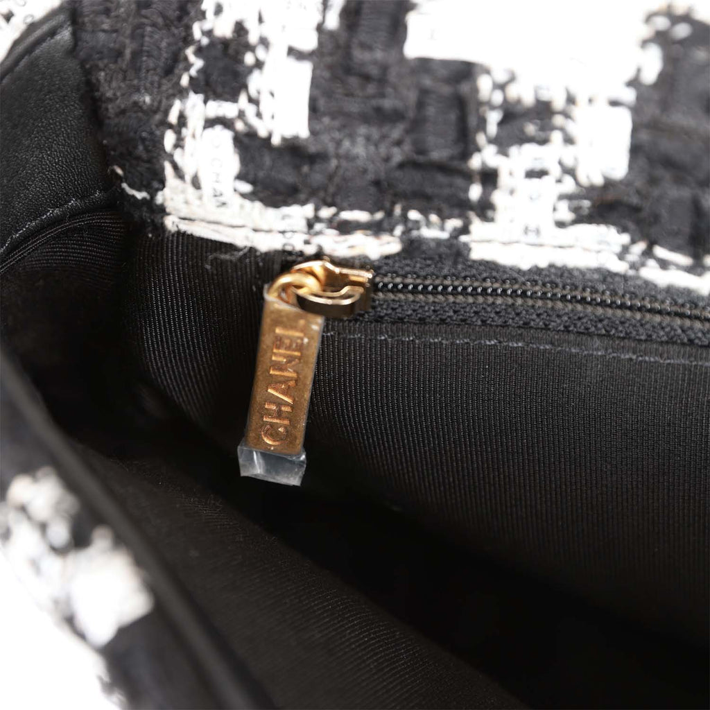 Chanel Medium 19 Flap Bag Black and White Tweed Mixed Hardware