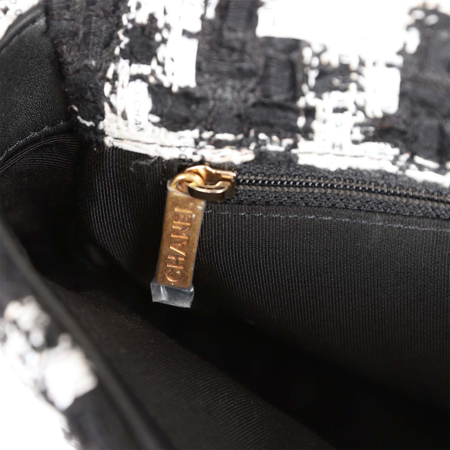 Chanel Medium 19 Flap Bag Black and White Tweed Mixed Hardware