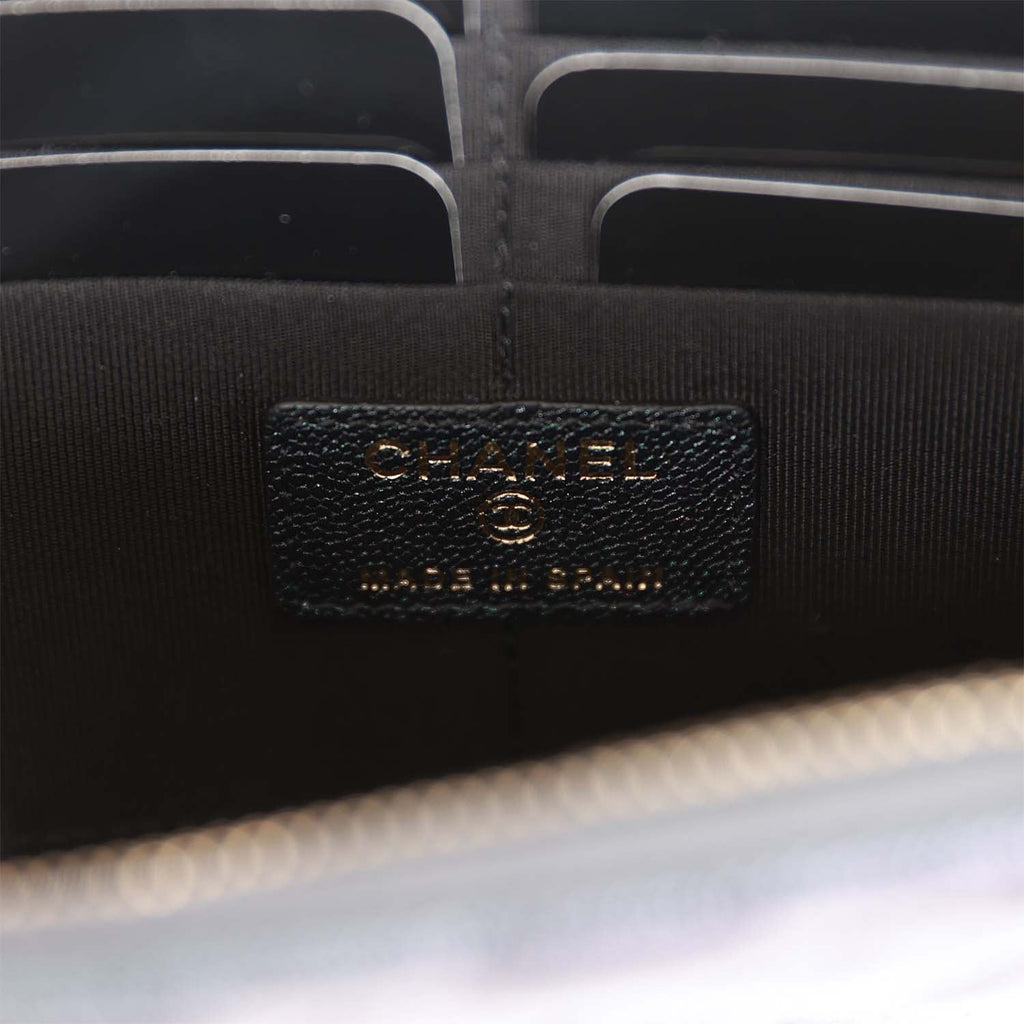 Chanel Classic Pouch with Handle Black Iridescent Caviar Gold Hardware