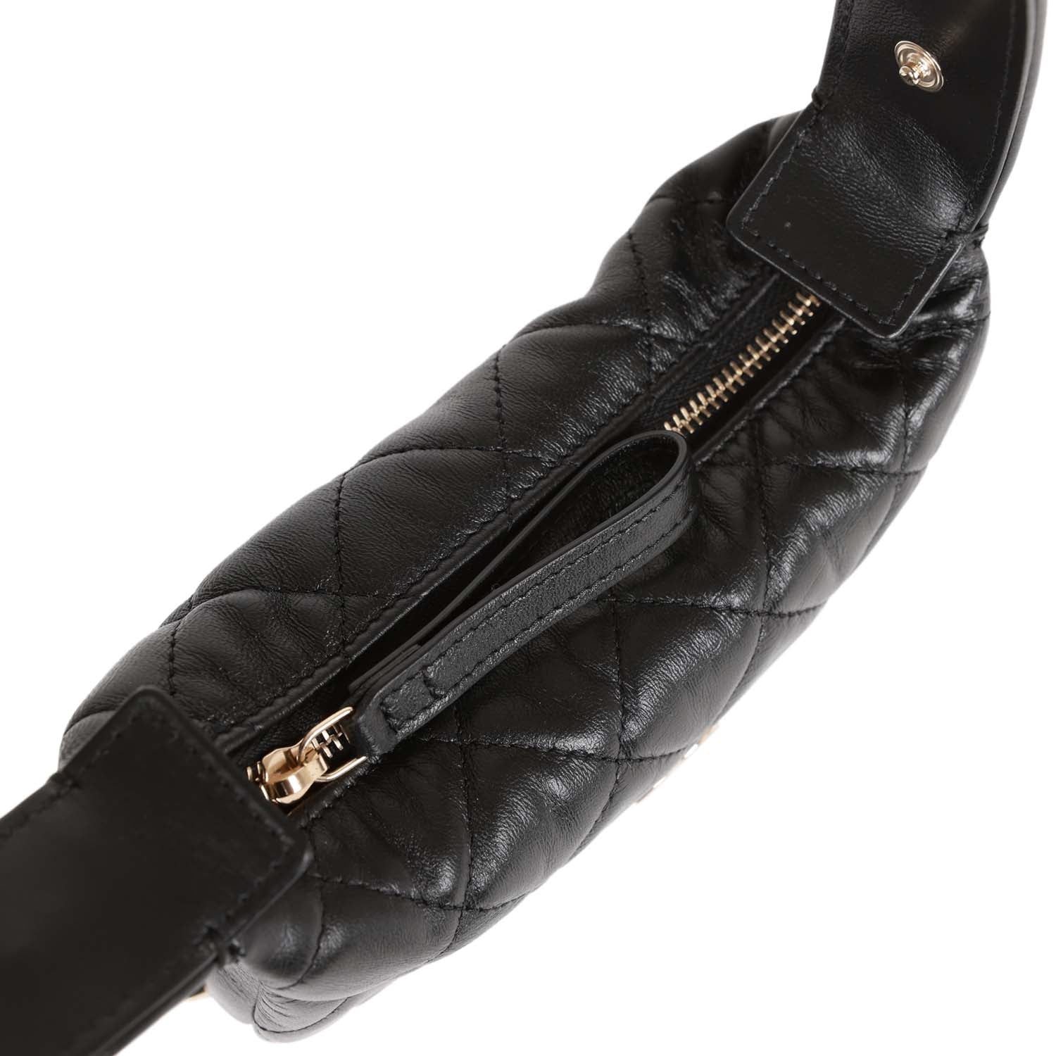 Chanel Chain Around Mini Pouch Black Lambskin Light Gold Hardware