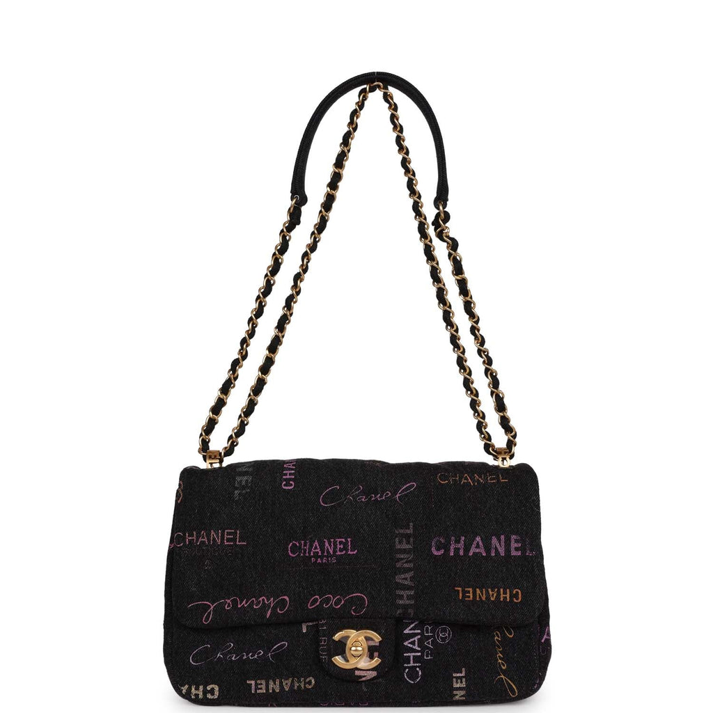 Chanel Large Mood Flap Bag Multicolor Quilted Denim Gold Hardware
