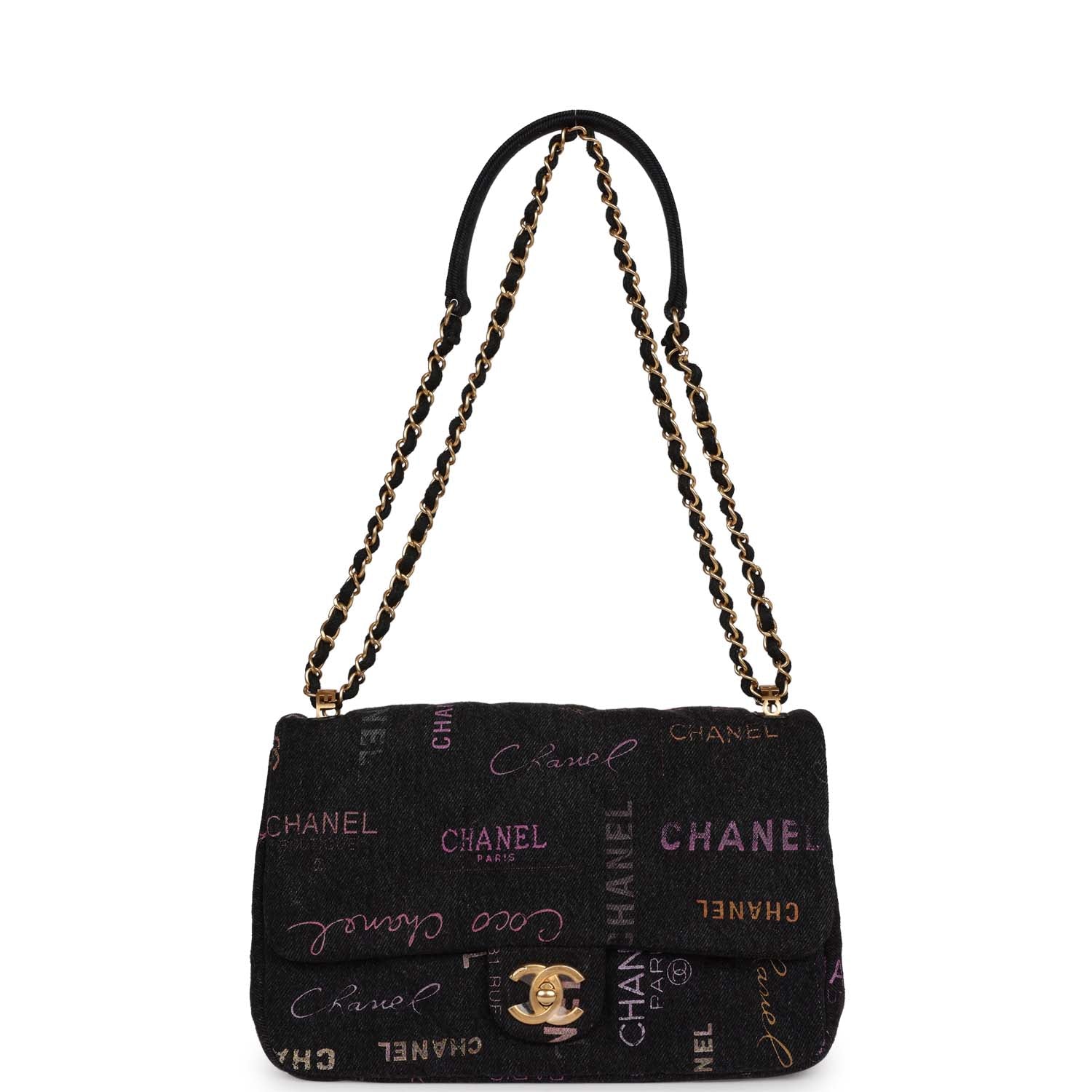 Chanel Large Mood Flap Bag Multicolor Quilted Denim Gold Hardware