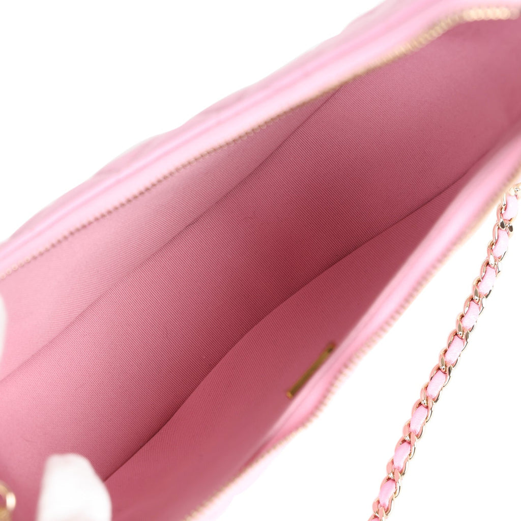Chanel Small Chain Around Hobo Pink Lambskin Gold Hardware