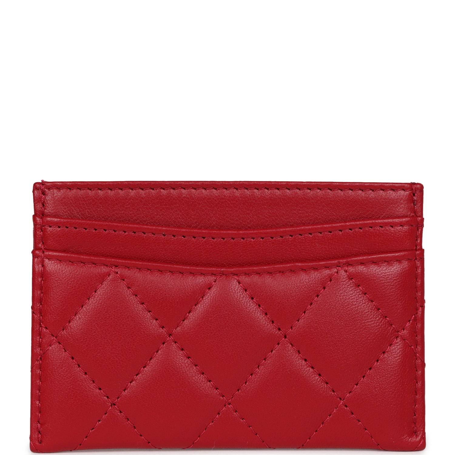 Chanel  Holder Wallet Red Lambskin Silver Hardware