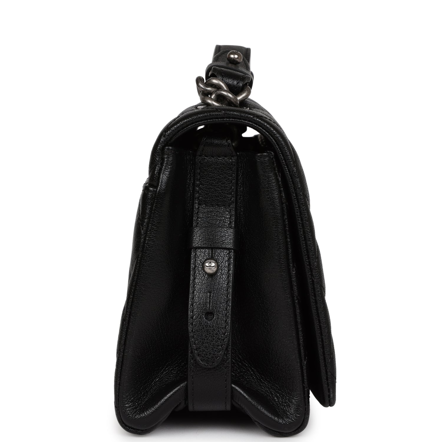Chanel City Rock Medium Flap Black Goatskin Ruthenium Hardware