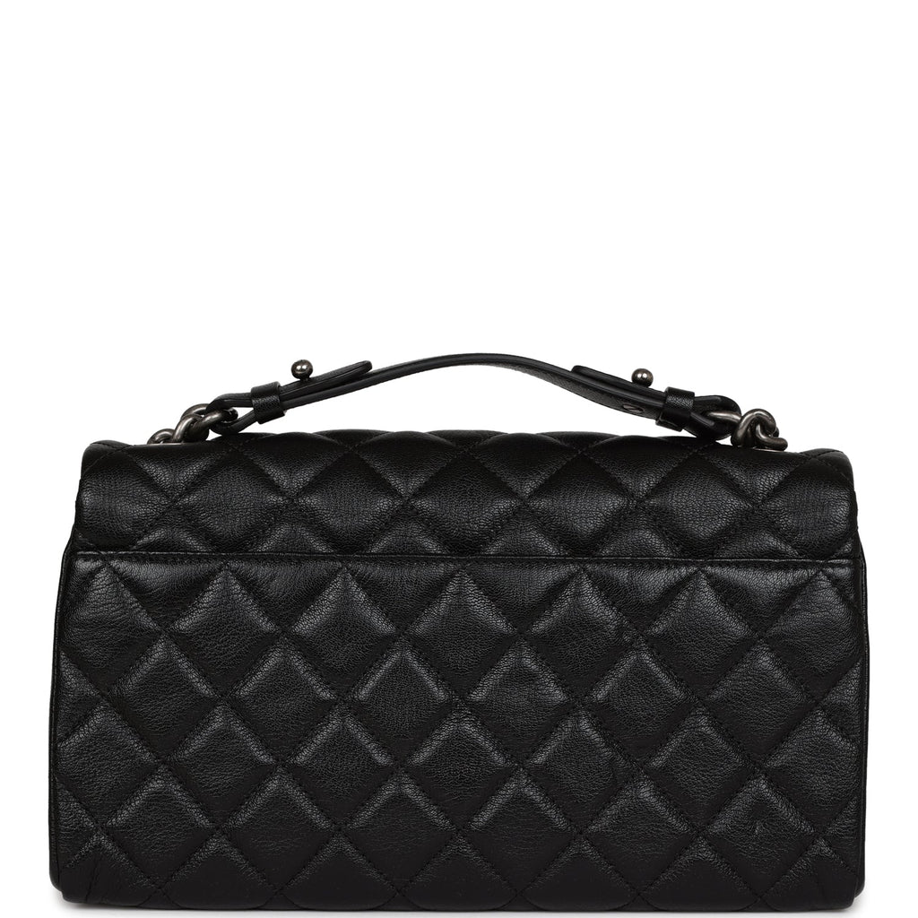 Chanel City Rock Medium Flap Black Goatskin Ruthenium Hardware