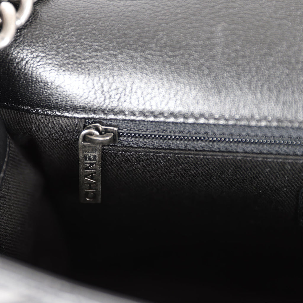 Chanel City Rock Medium Flap Black Goatskin Ruthenium Hardware