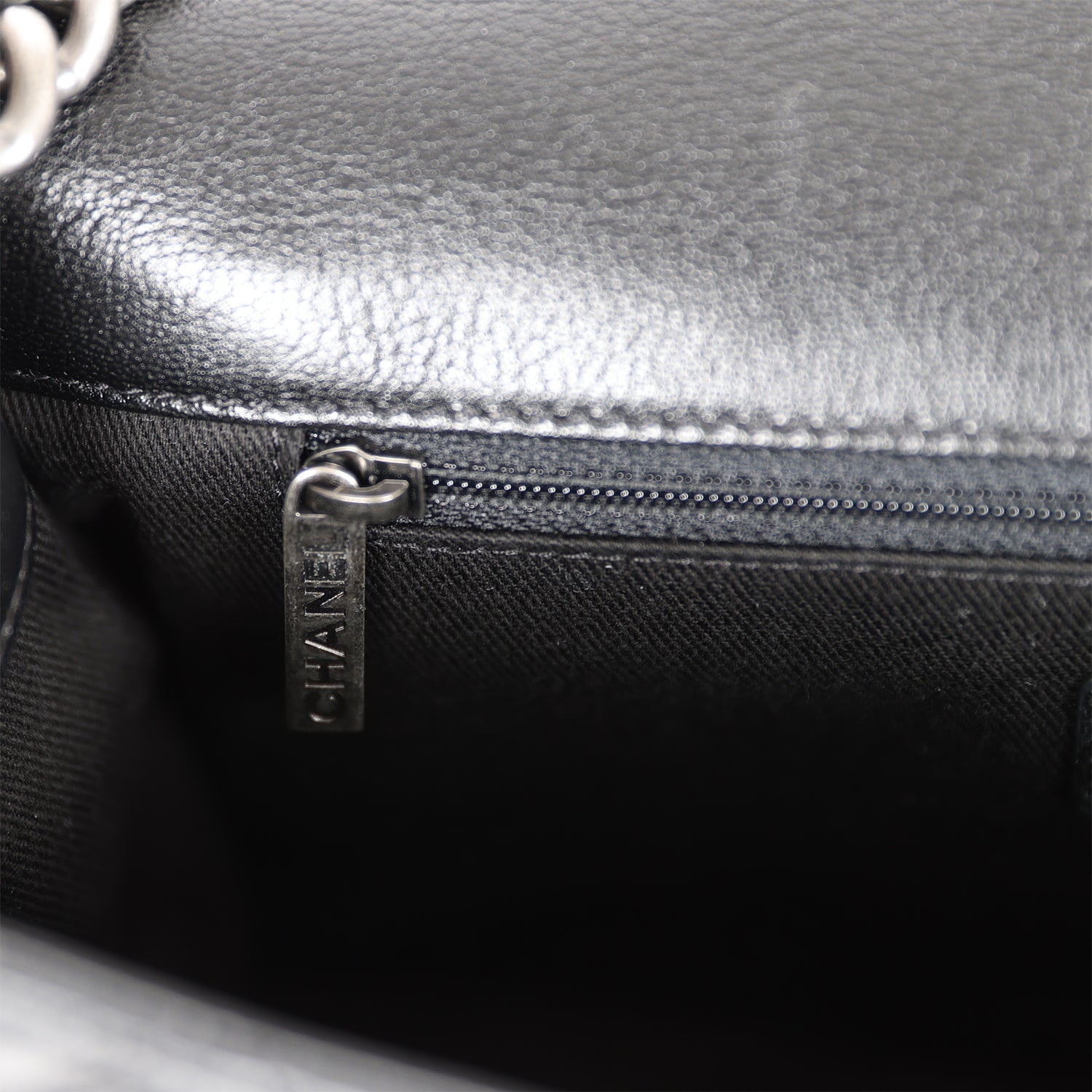 Chanel City Rock Medium Flap Black Goatskin Ruthenium Hardware