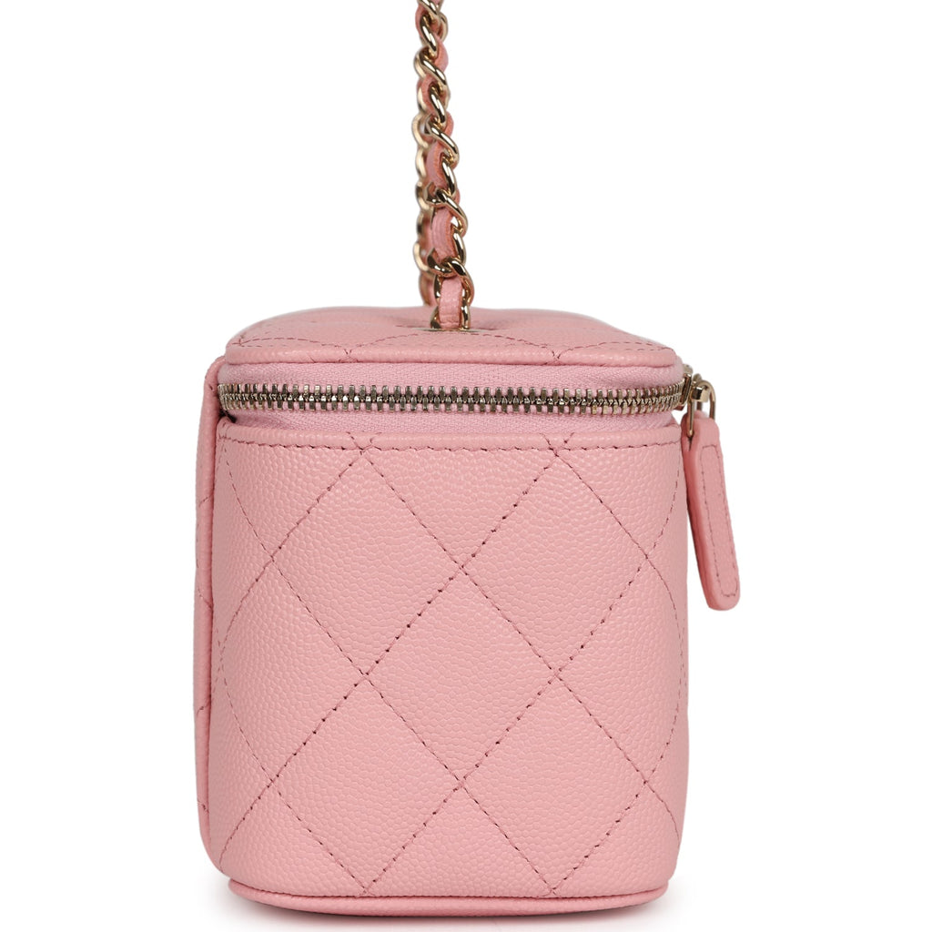 Chanel Small Classic Vanity Case Pink Caviar Light Gold Hardware