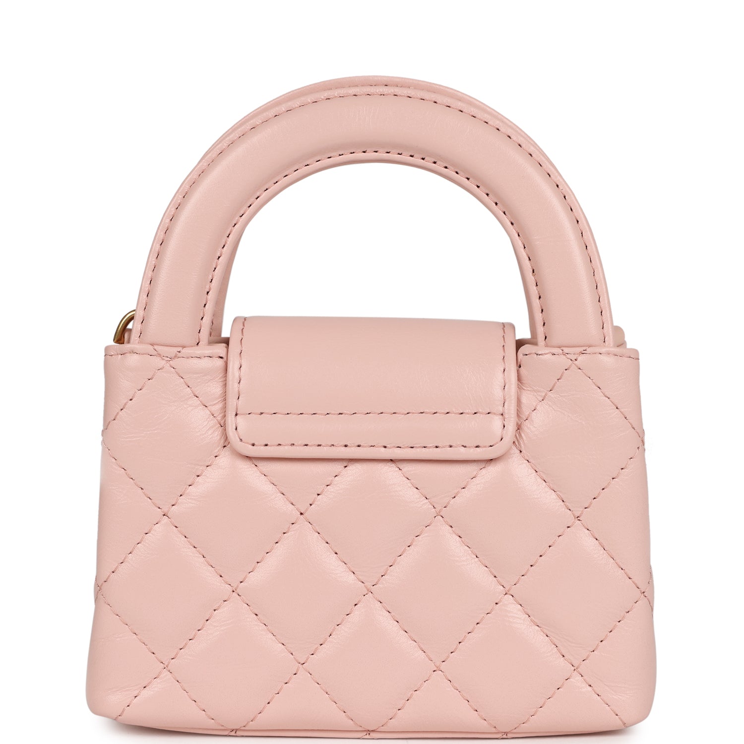 Chanel Nano Kelly Shopper Pink Shiny Aged Calfskin Brushed Gold Hardware