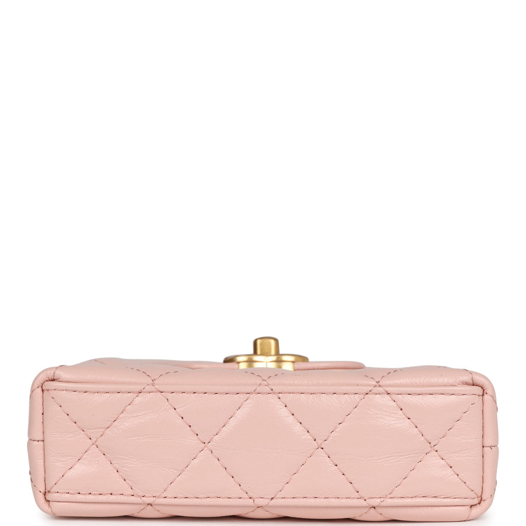 Chanel Nano Kelly Shopper Pink Shiny Aged Calfskin Brushed Gold Hardware