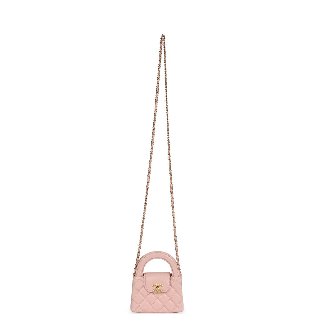 Chanel Nano Kelly Shopper Pink Shiny Aged Calfskin Brushed Gold Hardware