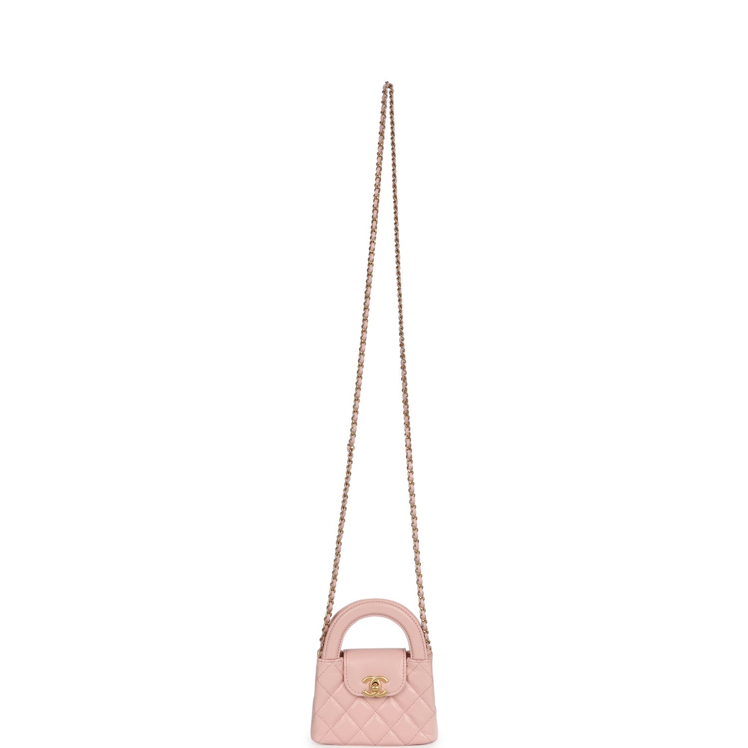 Chanel Nano Kelly Shopper Pink Shiny Aged Calfskin Brushed Gold Hardware