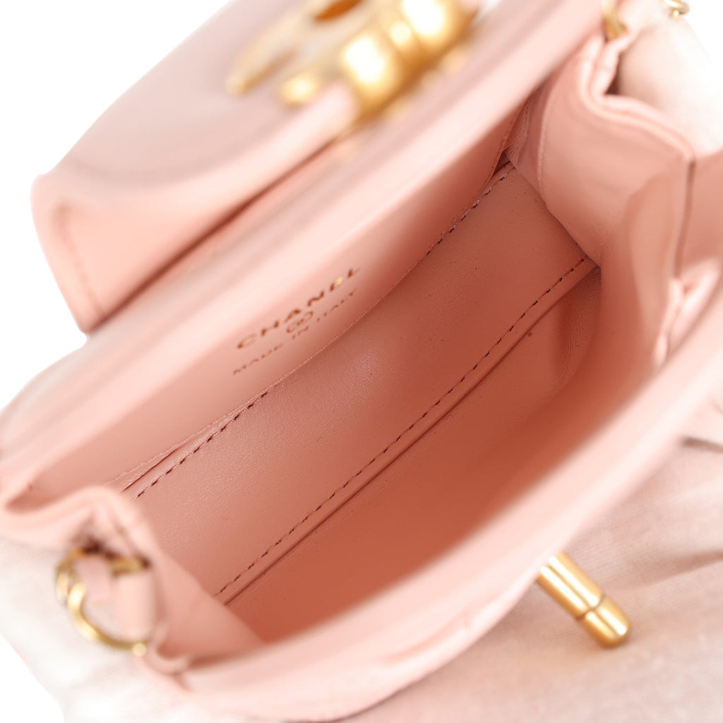 Chanel Nano Kelly Shopper Pink Shiny Aged Calfskin Brushed Gold Hardware