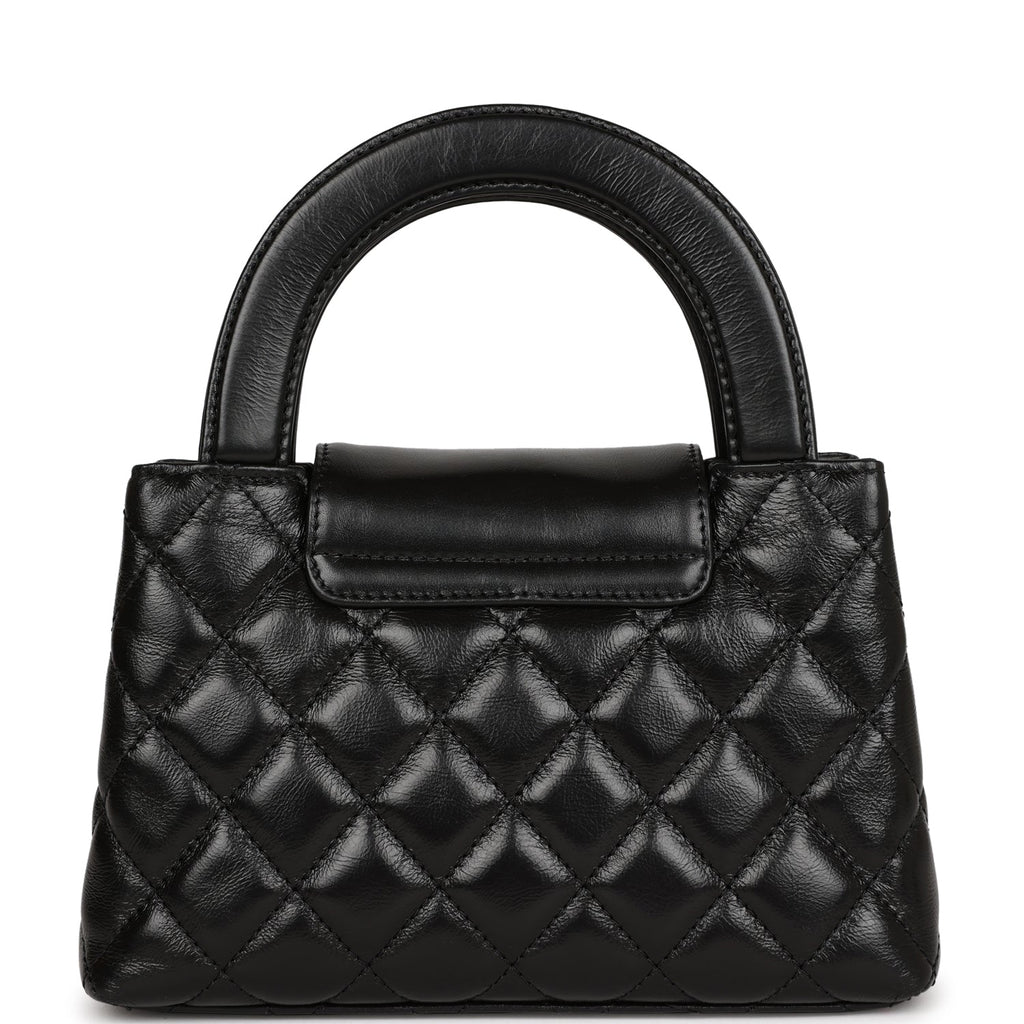 Chanel Small Kelly Shopper Black Shiny Aged Calfskin Brushed Gold Hardware