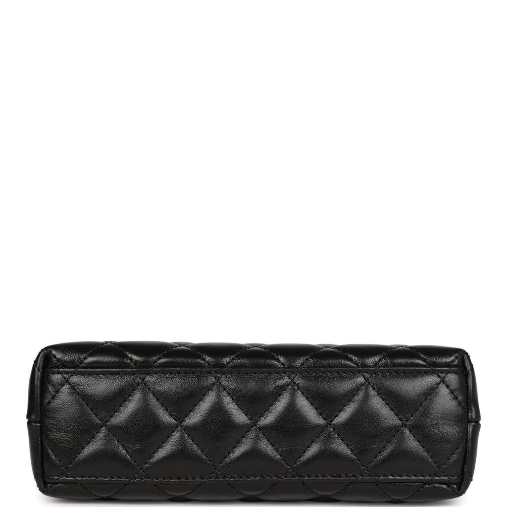 Chanel Small Kelly Shopper Black Shiny Aged Calfskin Brushed Gold Hardware