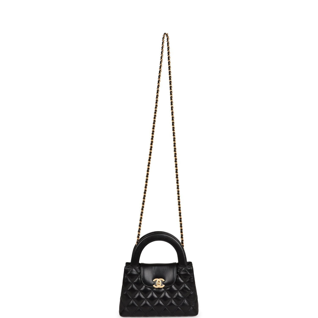 Chanel Small Kelly Shopper Black Shiny Aged Calfskin Brushed Gold Hardware