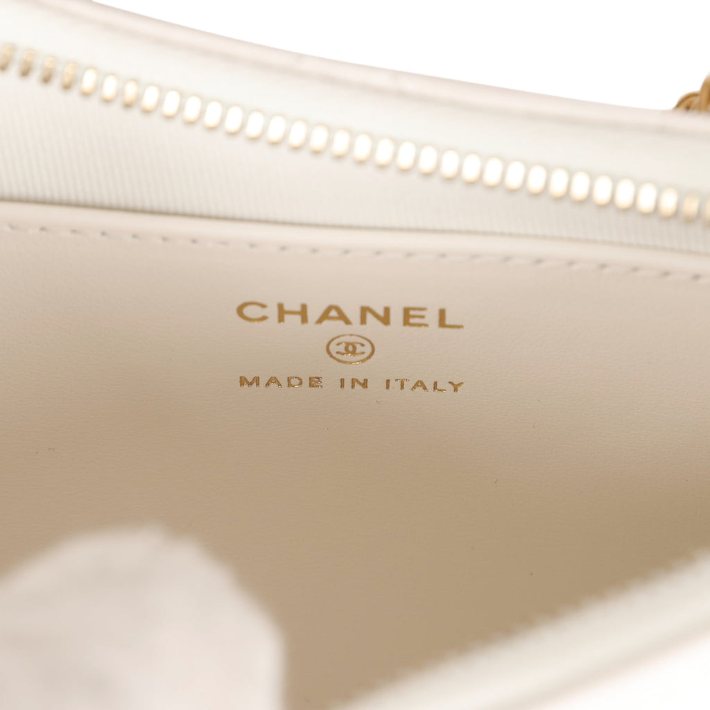 Chanel 19 Hobo Bag White Aged Calfskin Brushed Gold Hardware