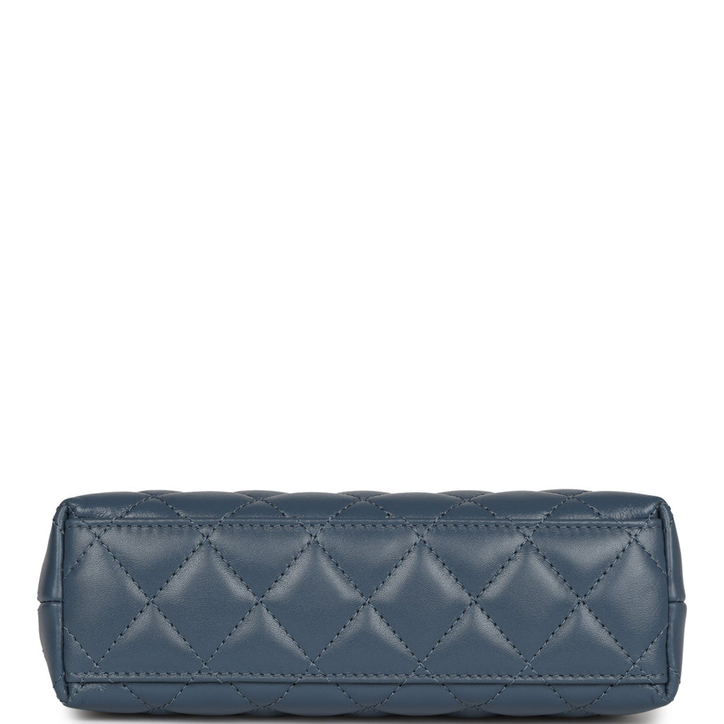 Chanel Small Kelly Shopper Blue Shiny Aged Calfskin Brushed Gold Hardware
