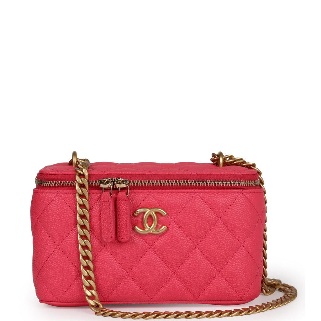 Chanel Small Vanity Case Hot Pink Caviar Brushed Gold Hardware