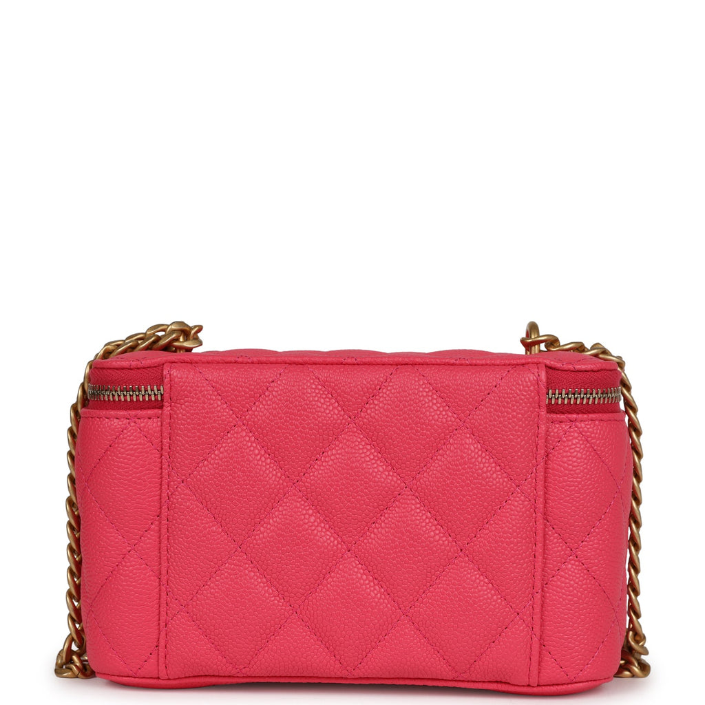 Chanel Small Vanity Case Hot Pink Caviar Brushed Gold Hardware