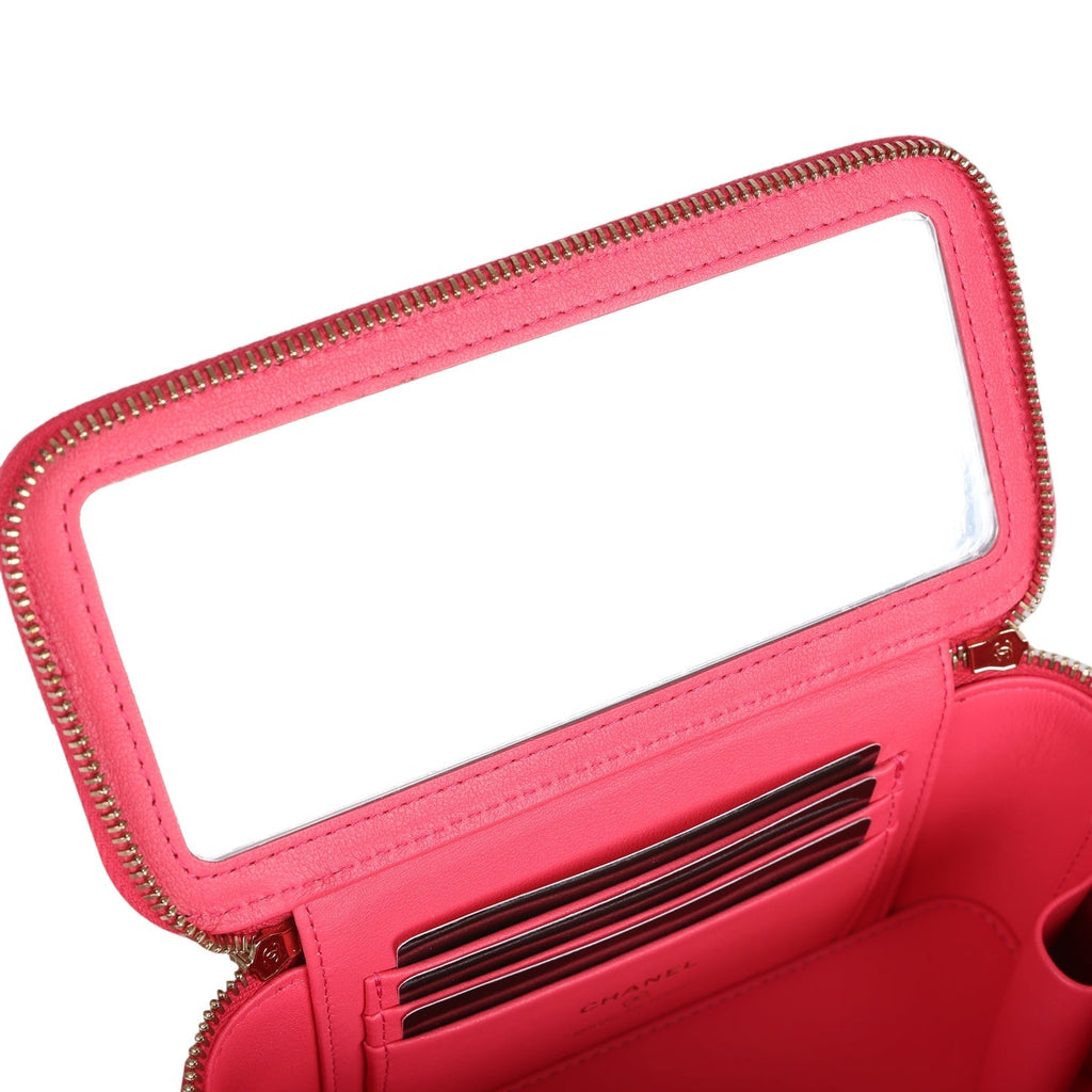 Chanel Small Vanity Case Hot Pink Caviar Brushed Gold Hardware