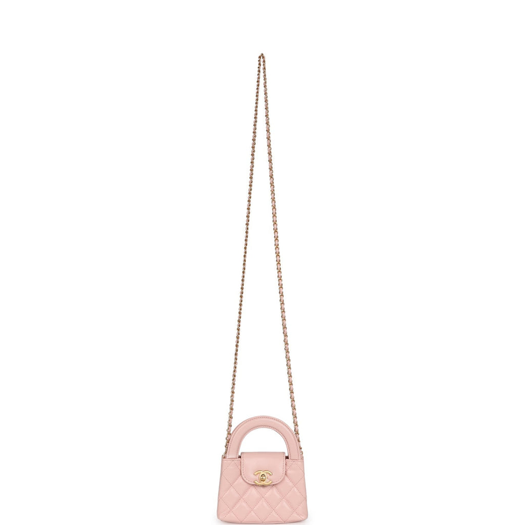 Chanel Nano Kelly Shopper Light Pink Shiny Aged Calfskin Brushed Gold Hardware