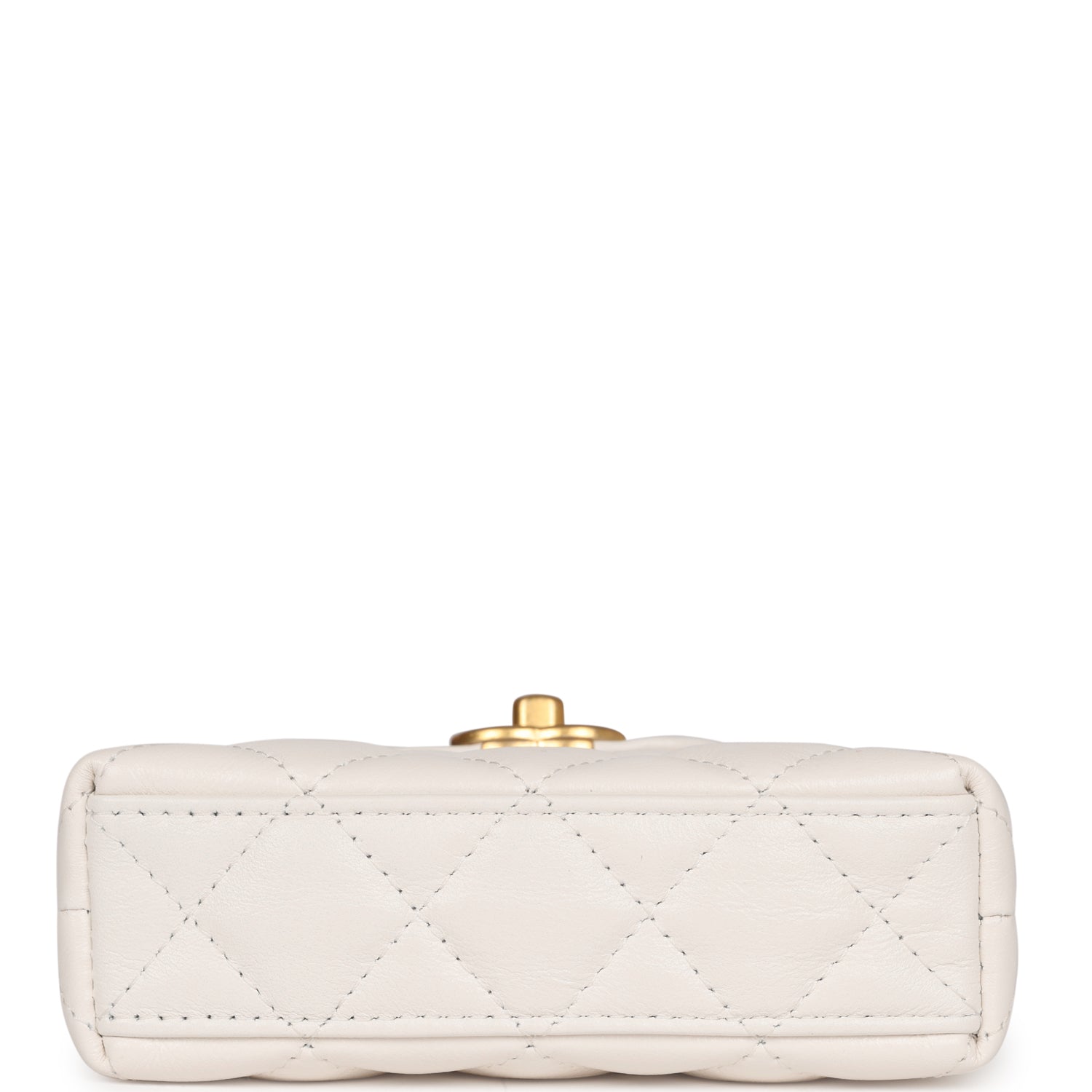 Chanel Nano Kelly Shopper White Shiny Aged Calfskin Brushed Gold Hardware