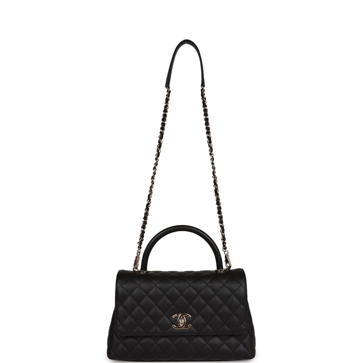 Chanel Small Coco Handle Flap Bag Black Caviar Gold Hardware