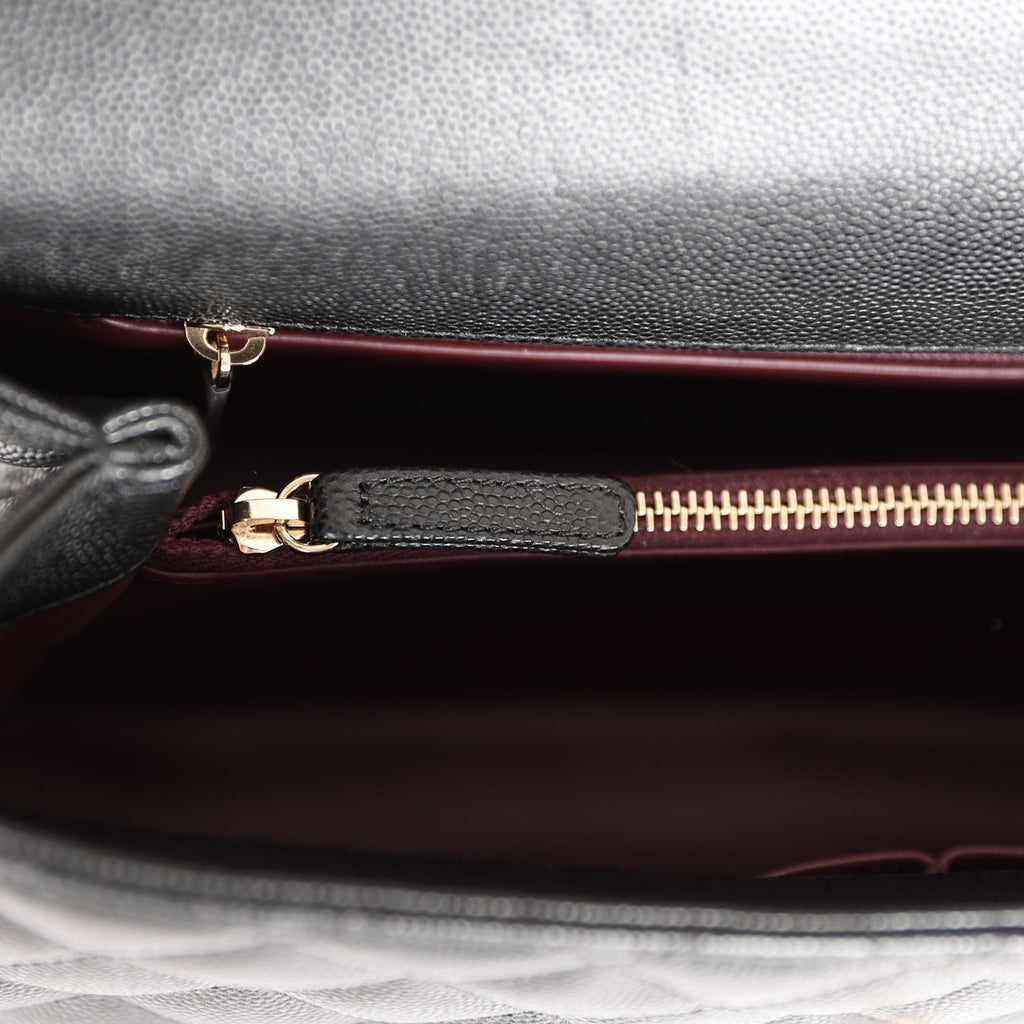 Chanel Small Coco Handle Flap Bag Black Caviar Gold Hardware