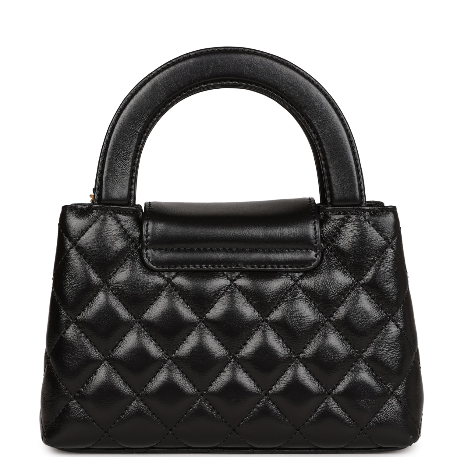 Chanel Small Kelly Shopper Black Shiny Aged Calfskin Brushed Gold Hardware