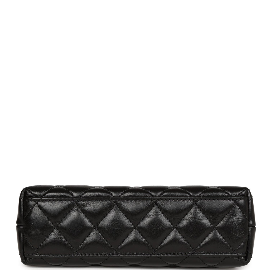 Chanel Small Kelly Shopper Black Shiny Aged Calfskin Brushed Gold Hardware