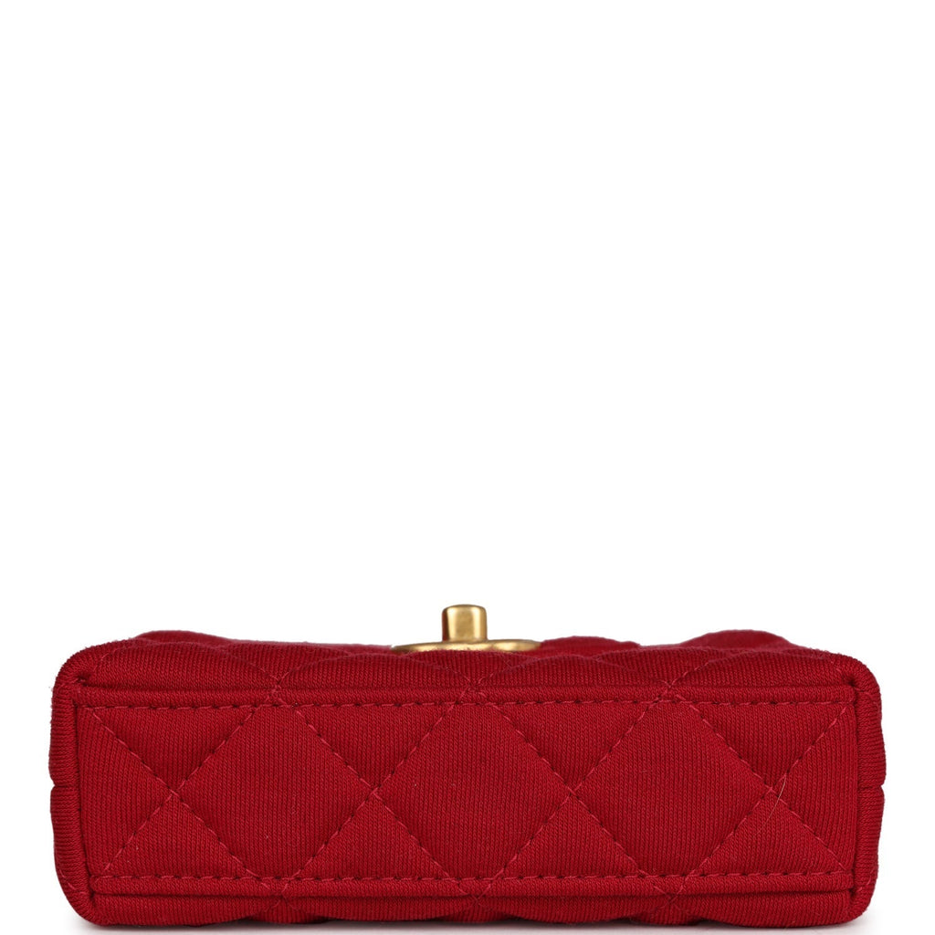Chanel Nano Kelly Shopper Red Jersey Brushed Gold Hardware