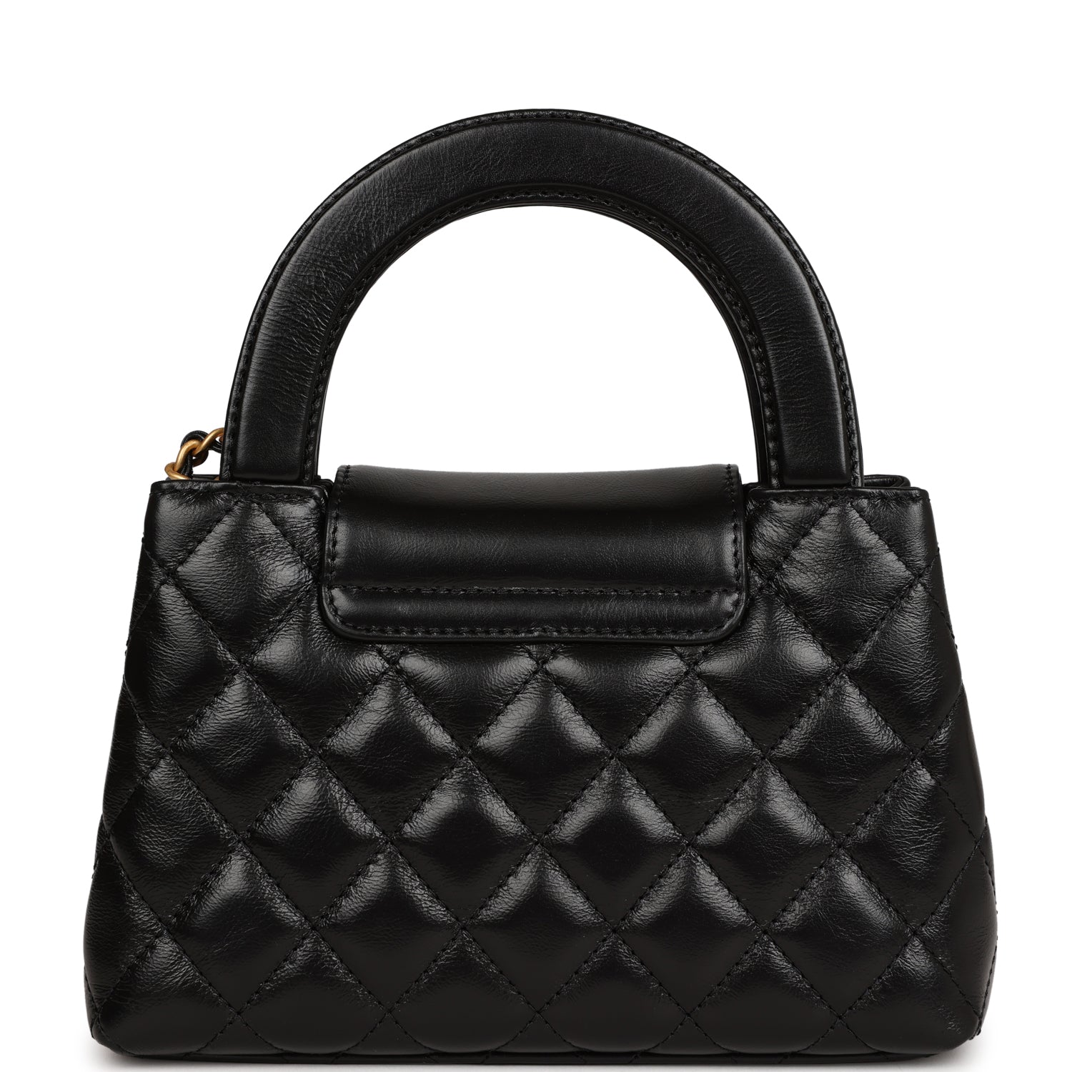 Chanel Small Kelly Shopper Black Shiny Aged Calfskin Brushed Gold Hardware