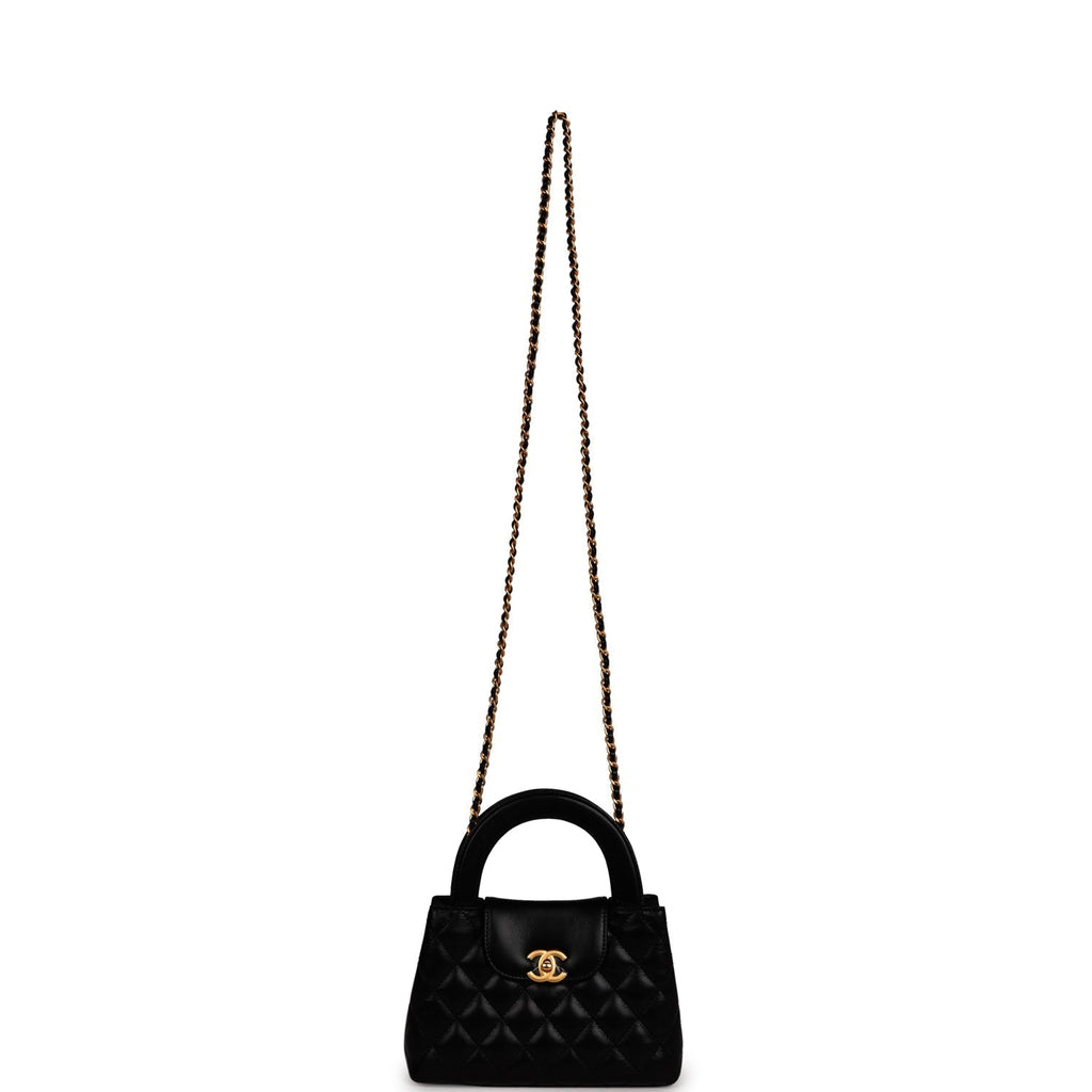 Chanel Small Kelly Shopper Black Shiny Aged Calfskin Brushed Gold Hardware