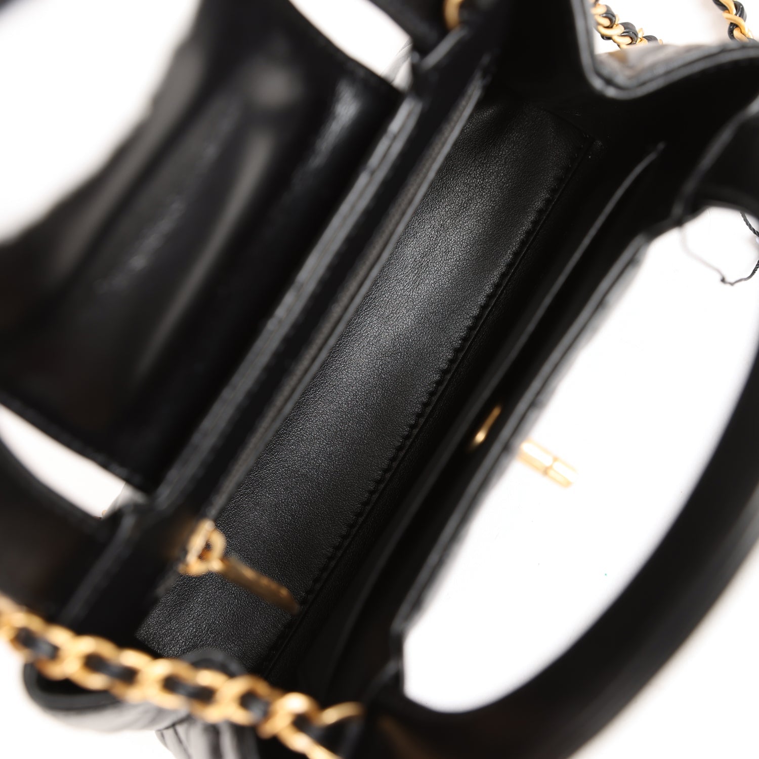 Chanel Small Kelly Shopper Black Shiny Aged Calfskin Brushed Gold Hardware