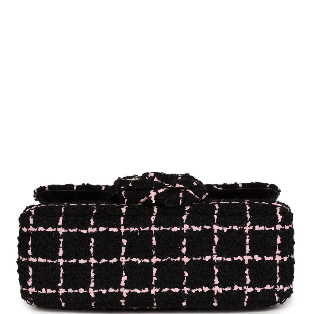 Chanel Mini Camellia Closure Flap Black and Pink Tweed Gold Hardware