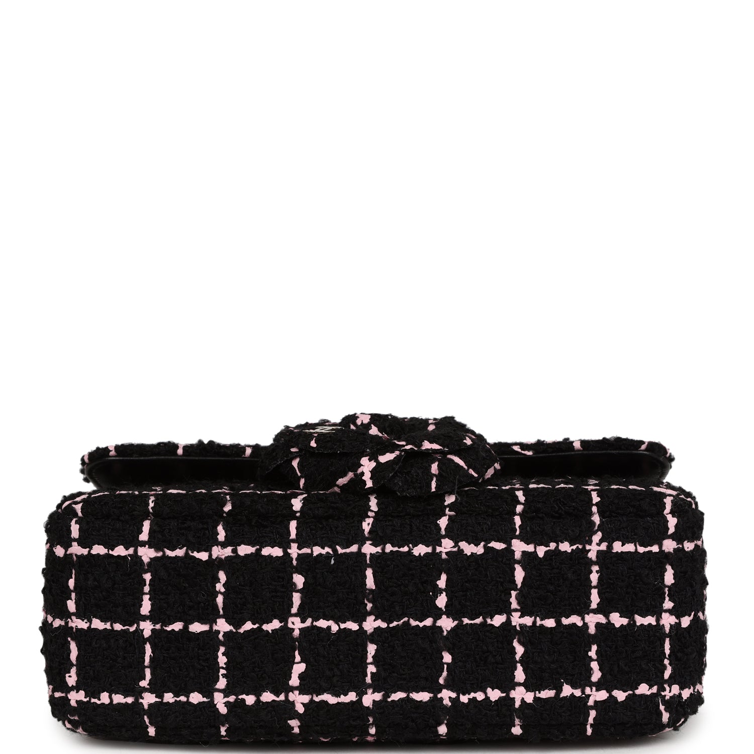 Chanel Mini Camellia Closure Flap Black and Pink Tweed Gold Hardware