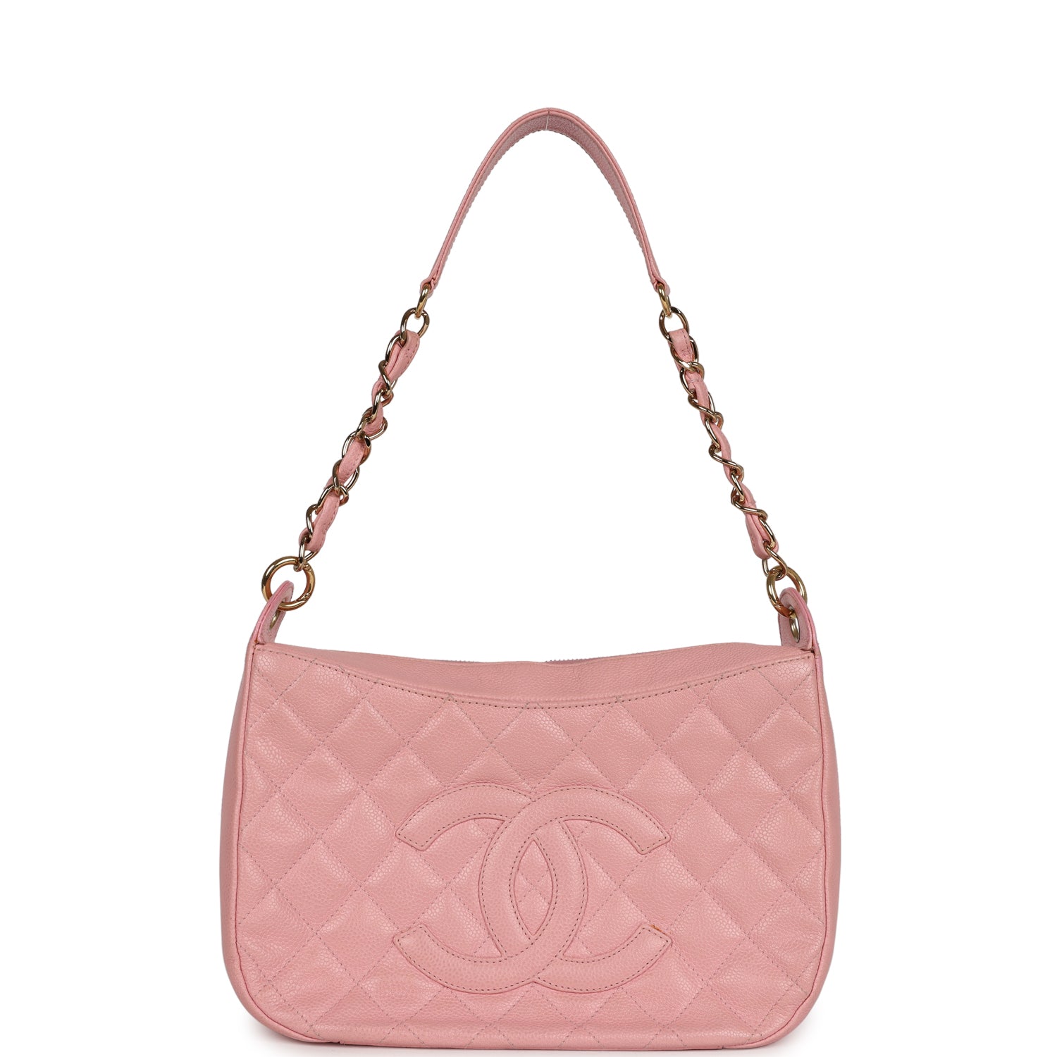 Chanel Vintage Timeless Shoulder Bag Pink Caviar Gold Hardware